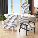 White Abstract Pattern Scandinavian Accent Chair
