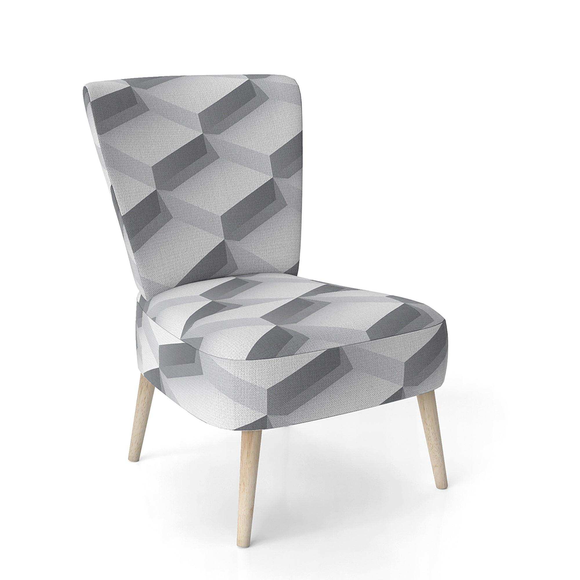 White Abstract Pattern Scandinavian Accent Chair