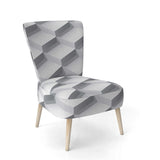 White Abstract Pattern Scandinavian Accent Chair