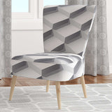 White Abstract Pattern Scandinavian Accent Chair