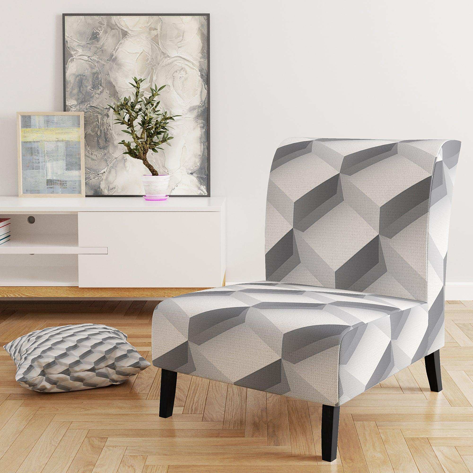 White Abstract Pattern Scandinavian Accent Chair