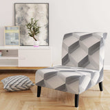 White Abstract Pattern Scandinavian Accent Chair