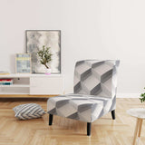 White Abstract Pattern Scandinavian Accent Chair