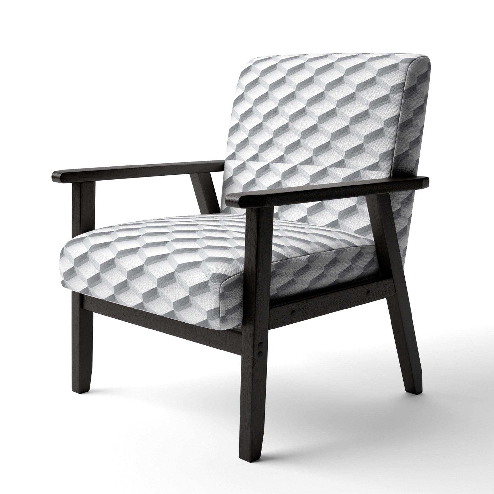 White Abstract Pattern Scandinavian Accent Chair