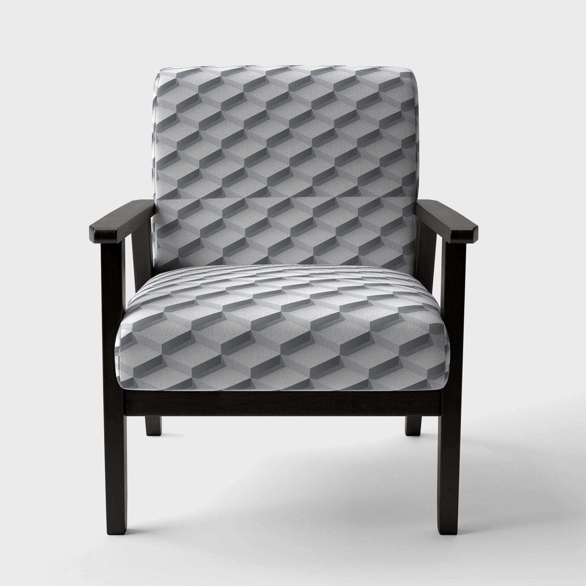 White Abstract Pattern Scandinavian Accent Chair