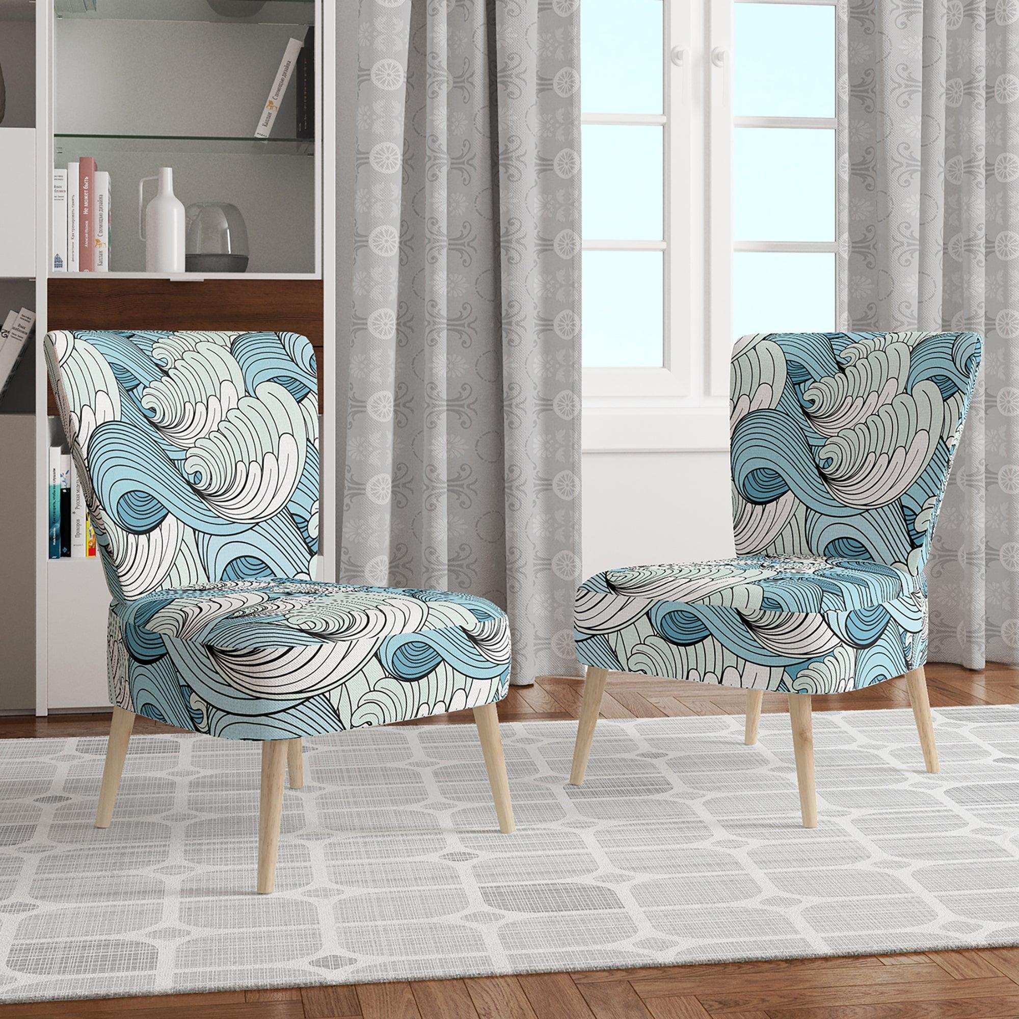 Great Wave inspiration Coastal Pattern Accent Chair