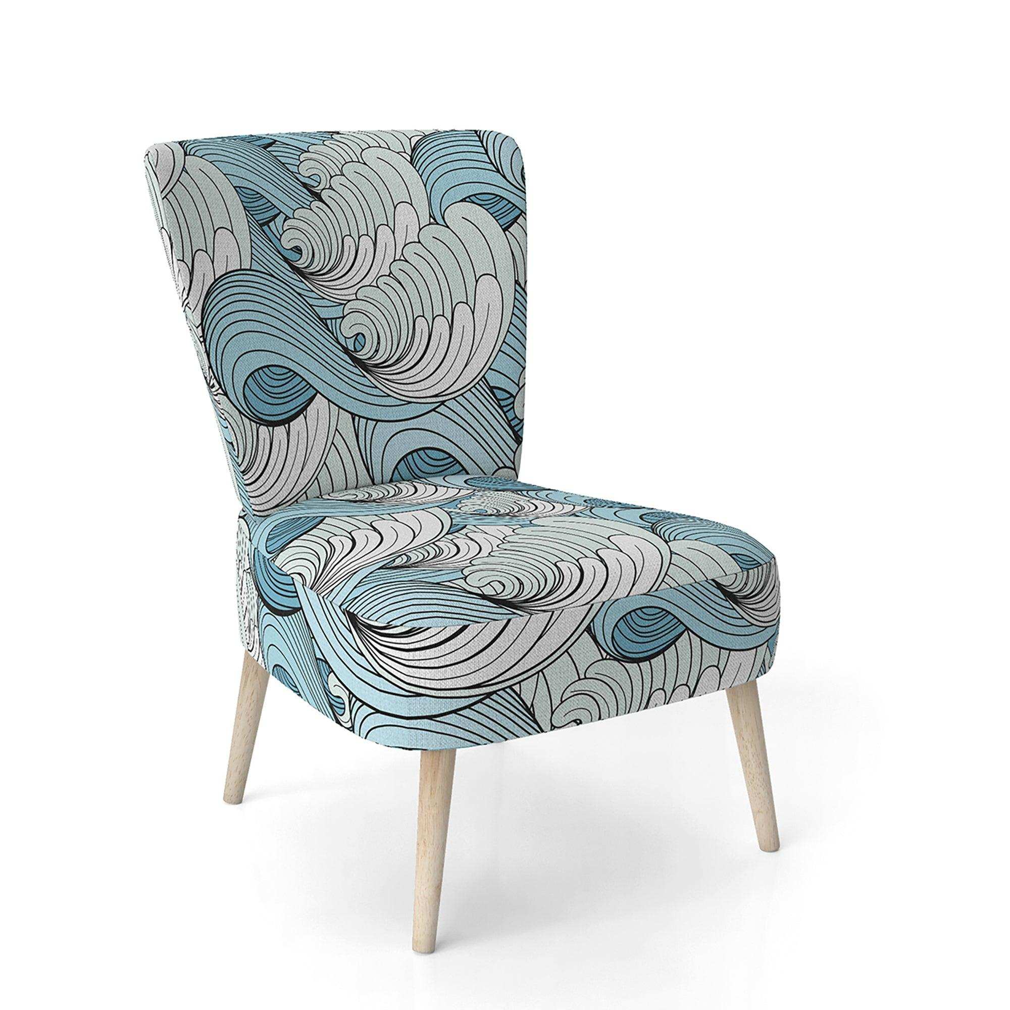 Great Wave inspiration Coastal Pattern Accent Chair
