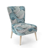 Great Wave inspiration Coastal Pattern Accent Chair