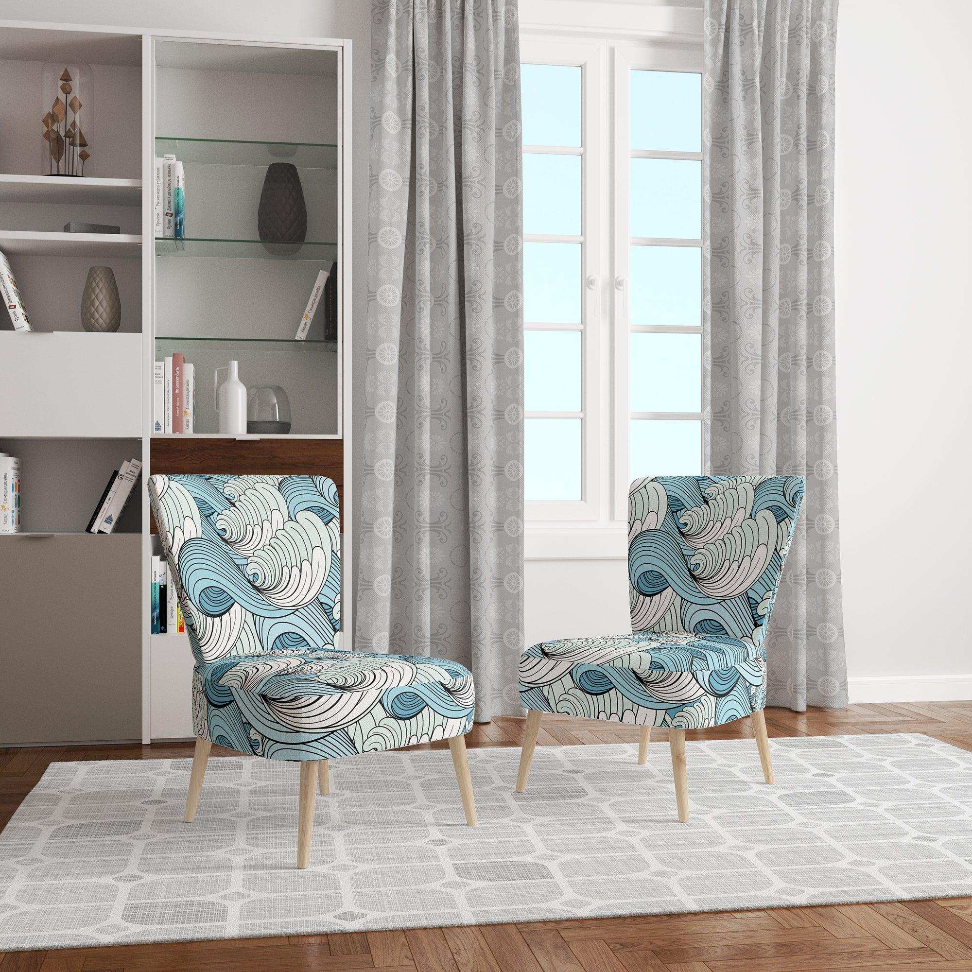 Great Wave inspiration Coastal Pattern Accent Chair