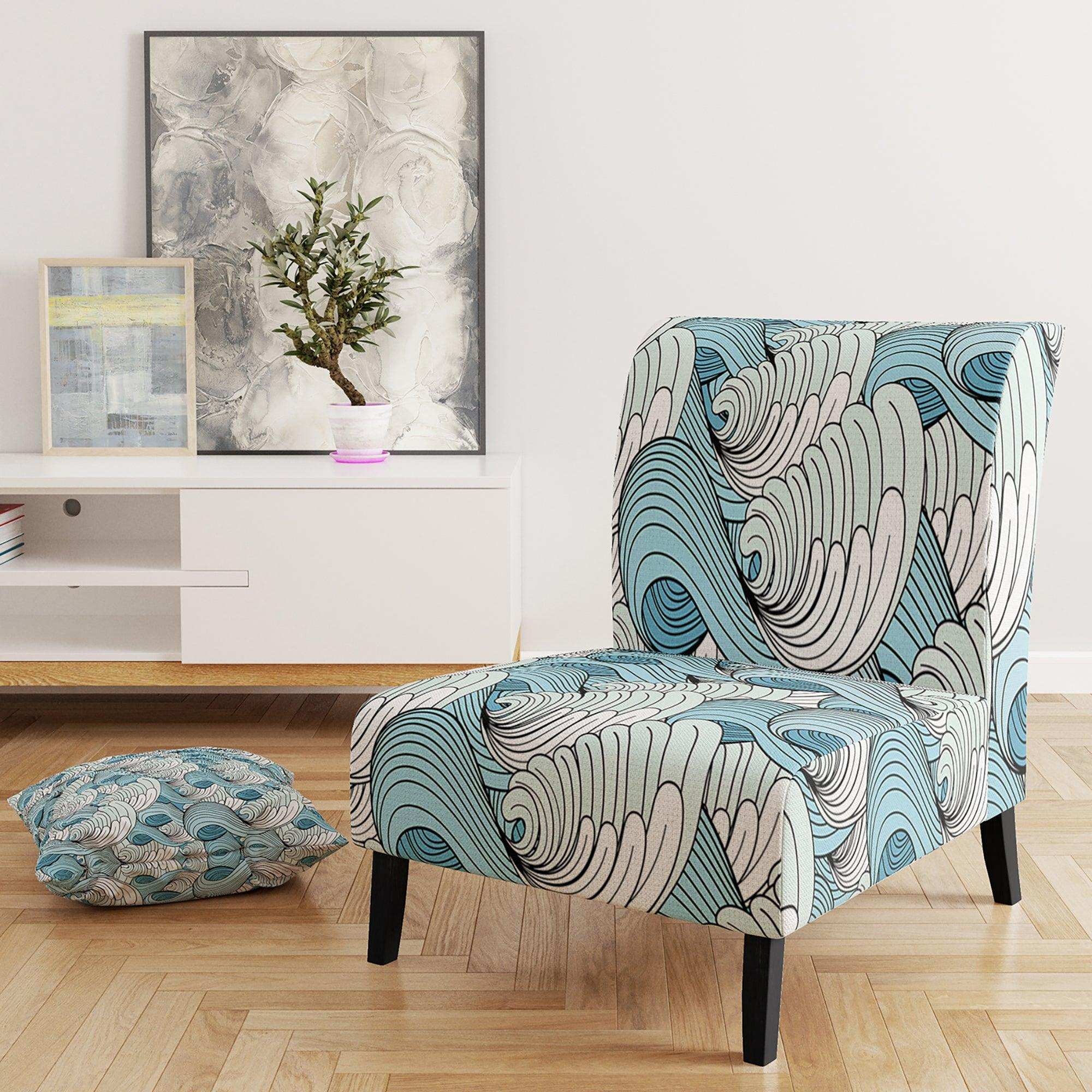 Great Wave inspiration Coastal Pattern Accent Chair