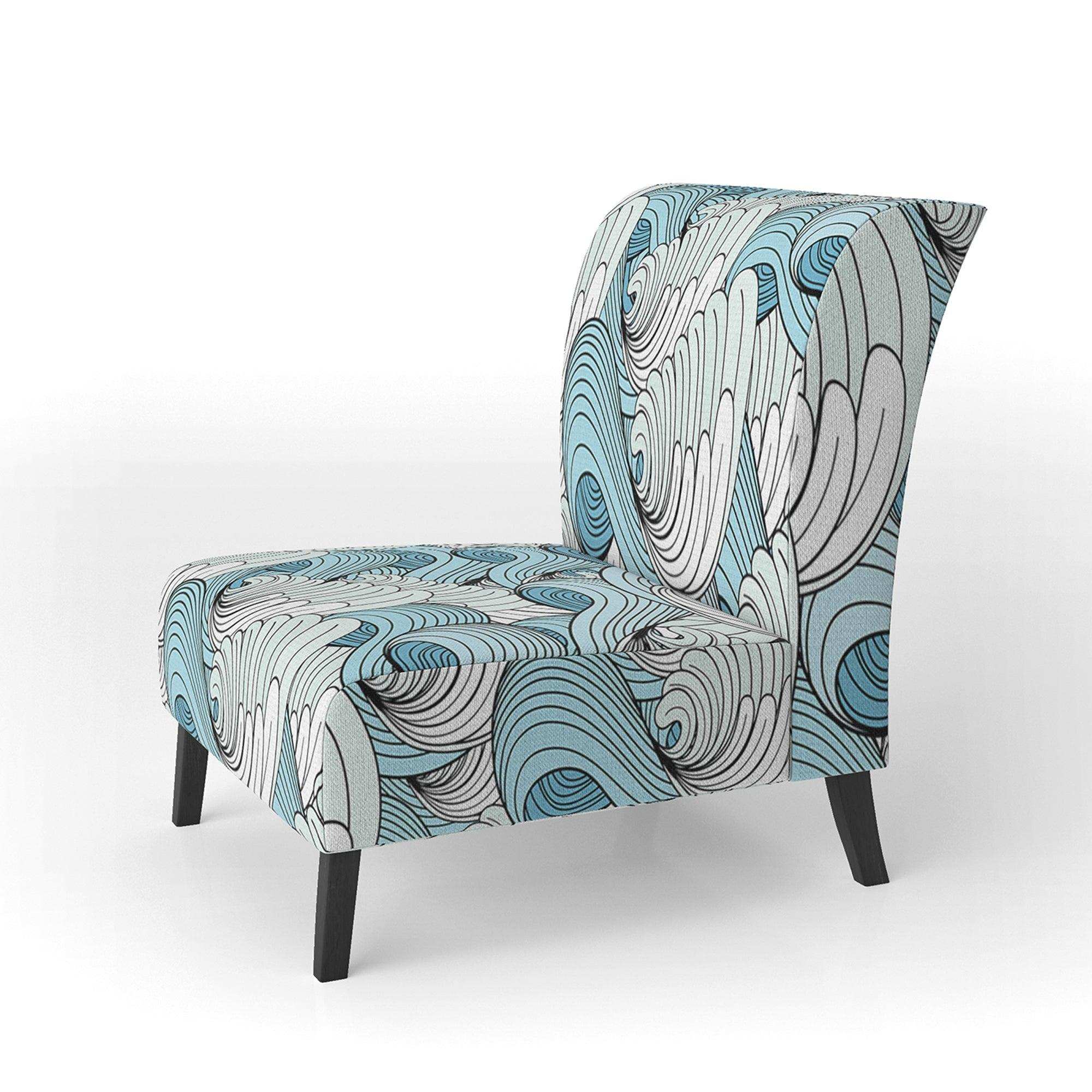 Great Wave inspiration Coastal Pattern Accent Chair