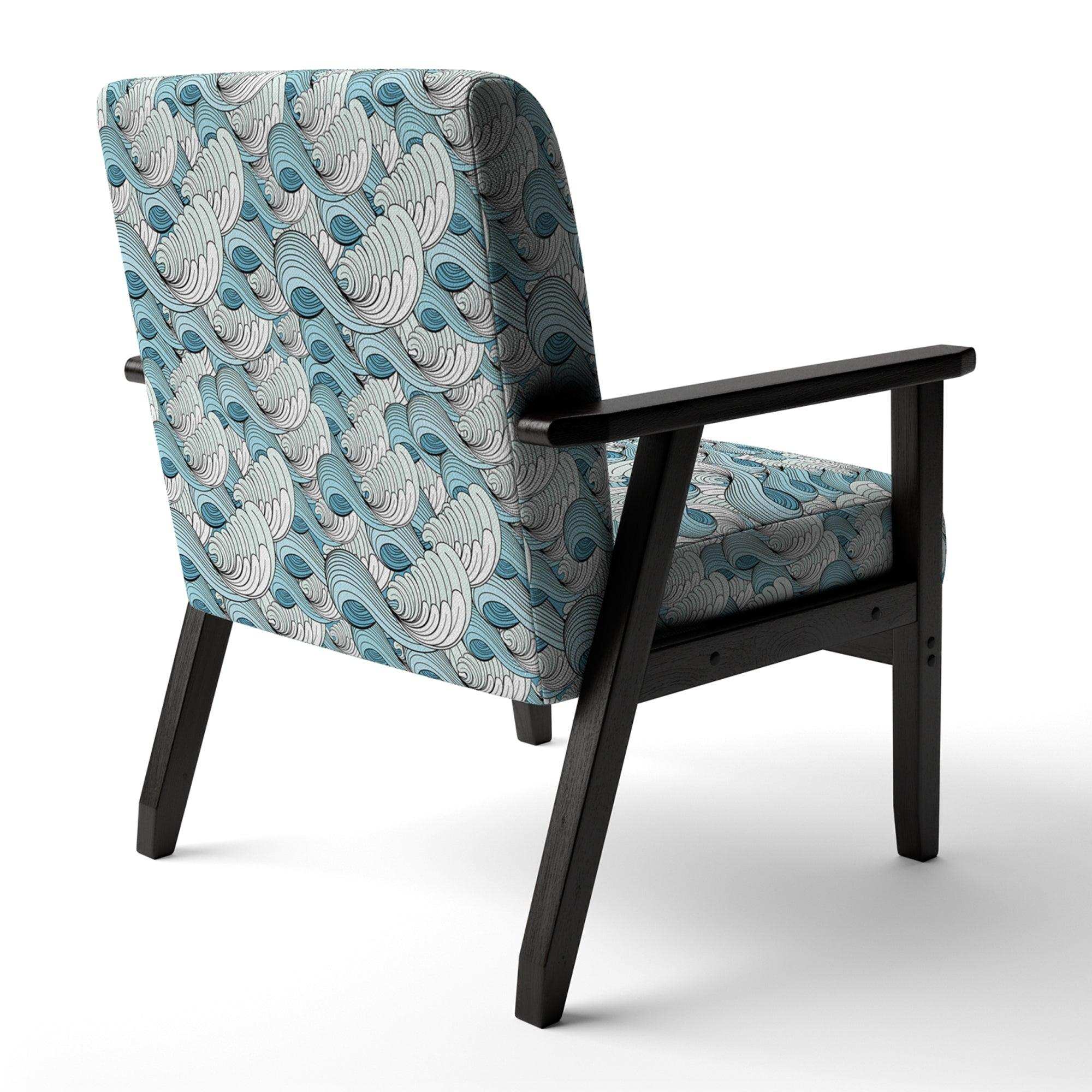 Great Wave inspiration Coastal Pattern Accent Chair