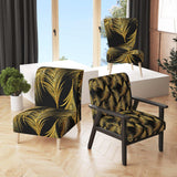 Golden Tropical Leaves Pattern Modern Accent Chair