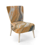 Segment Layers of Marbled Rock Mid-Century Accent Chair