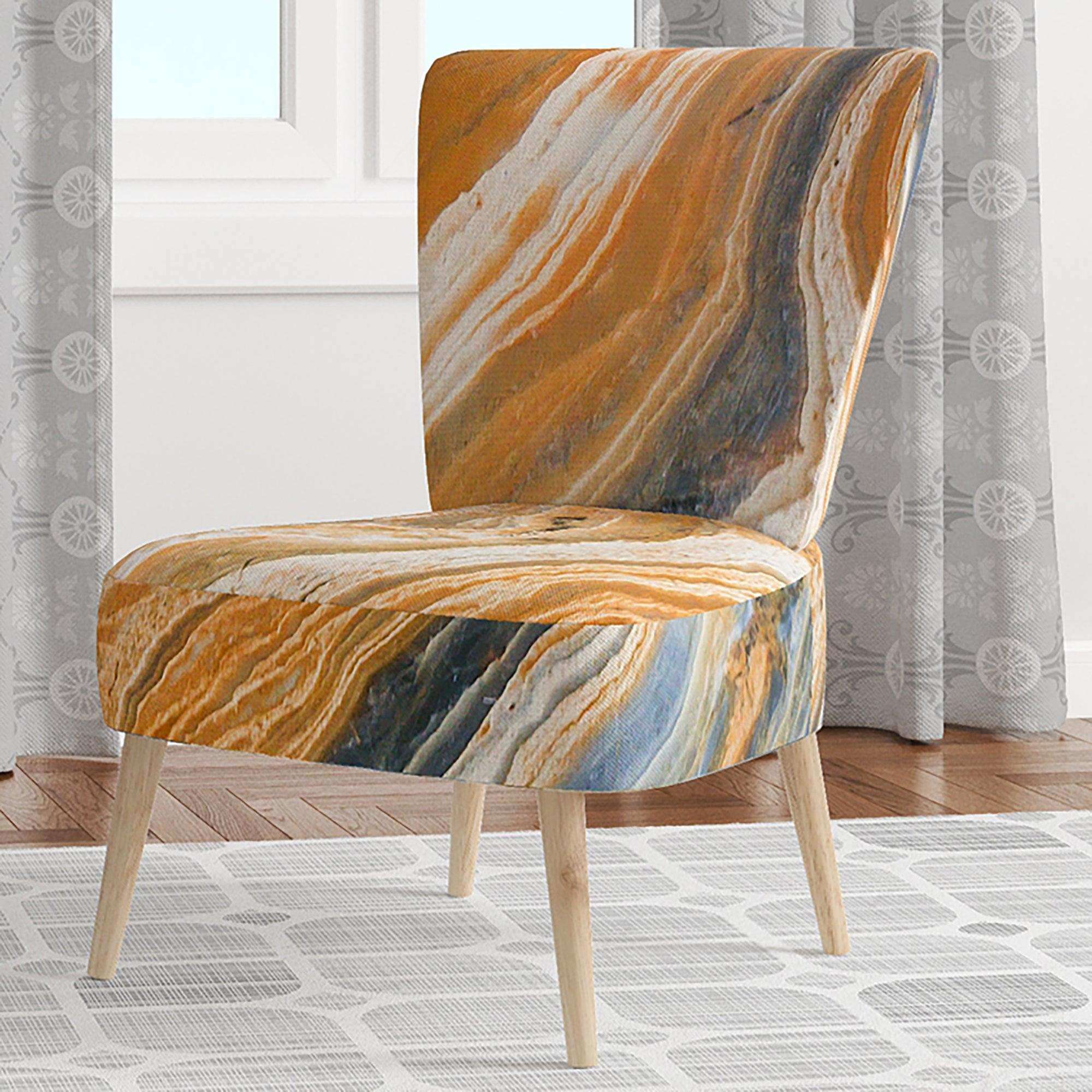 Segment Layers of Marbled Rock Mid-Century Accent Chair