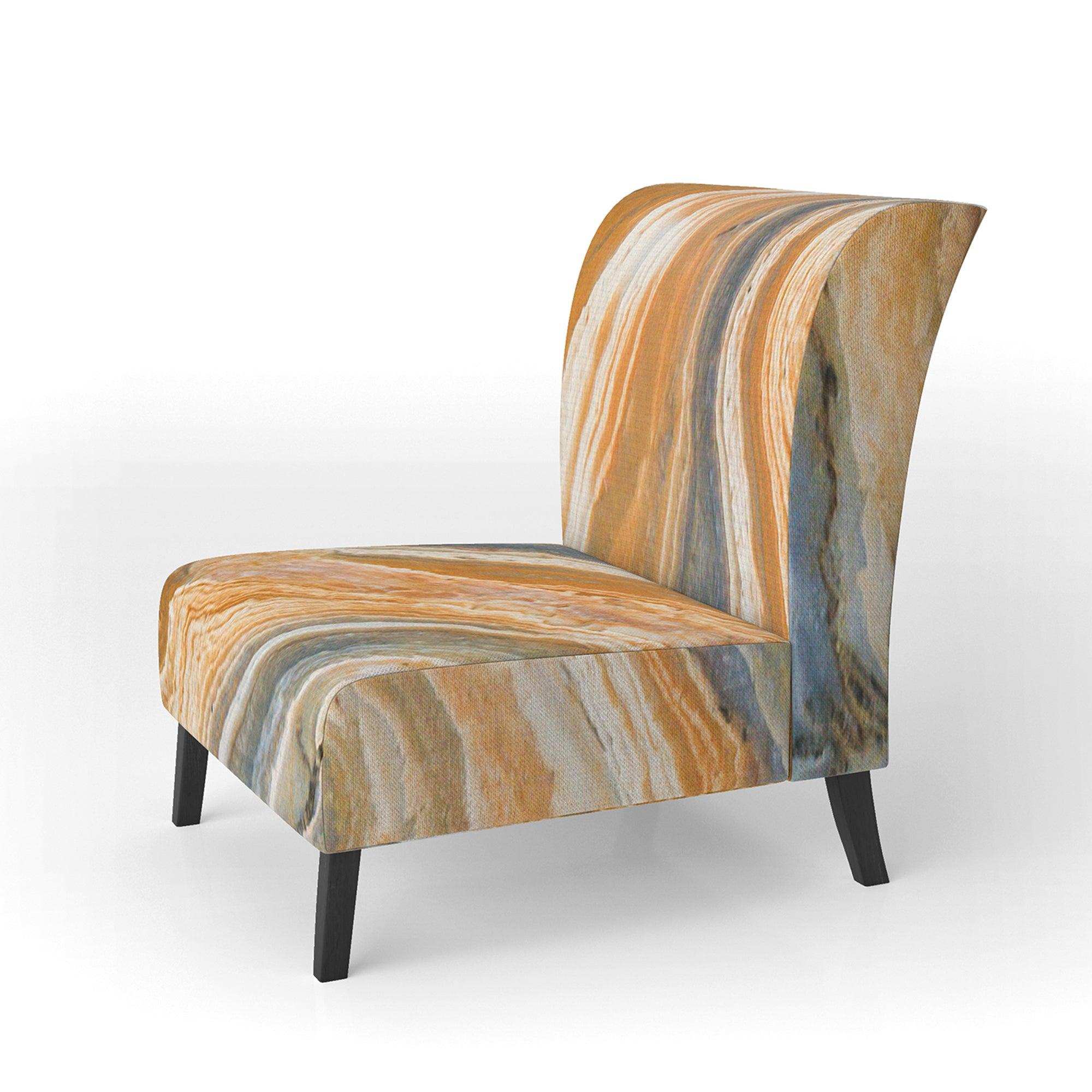 Segment Layers of Marbled Rock Mid-Century Accent Chair