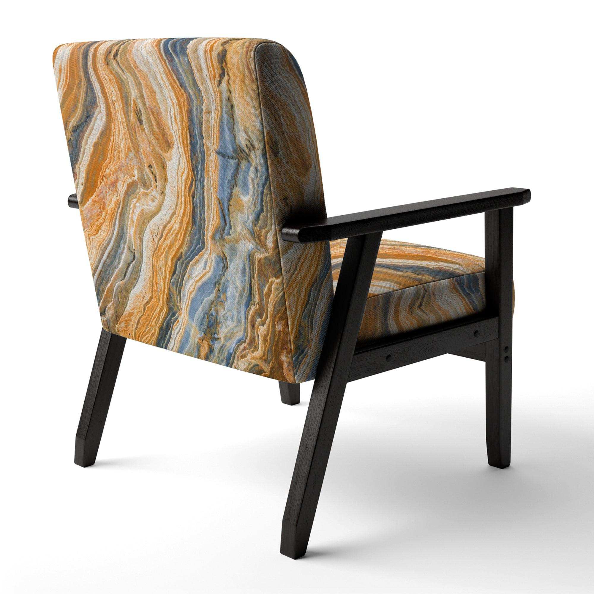 Segment Layers of Marbled Rock Mid-Century Accent Chair