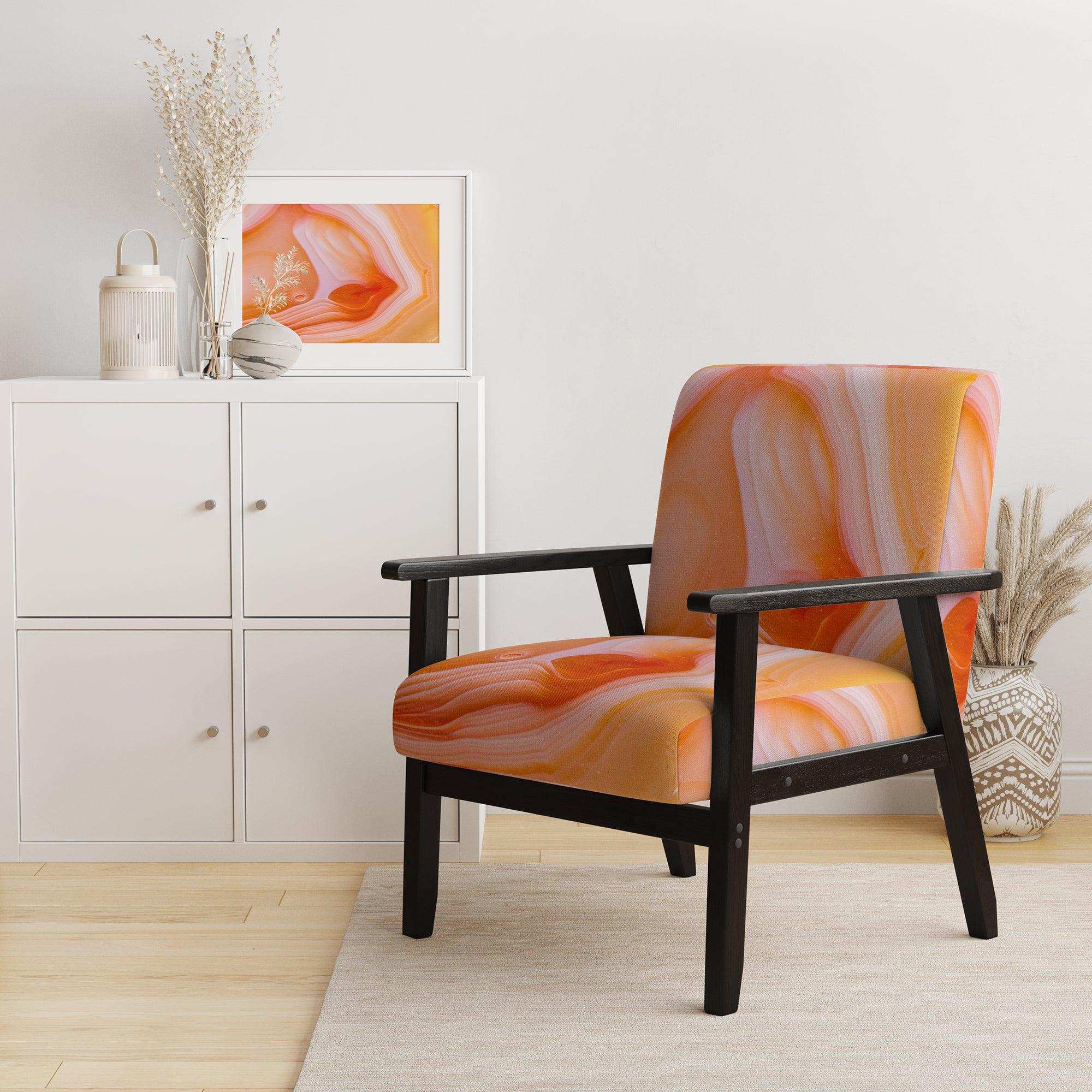 Mineral Orange Agate Mid-Century Accent Chair