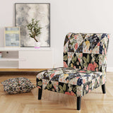 Roses Geometric Patchwork Floral Accent Chair