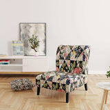 Roses Geometric Patchwork Floral Accent Chair