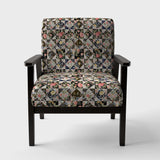 Roses Geometric Patchwork Floral Accent Chair