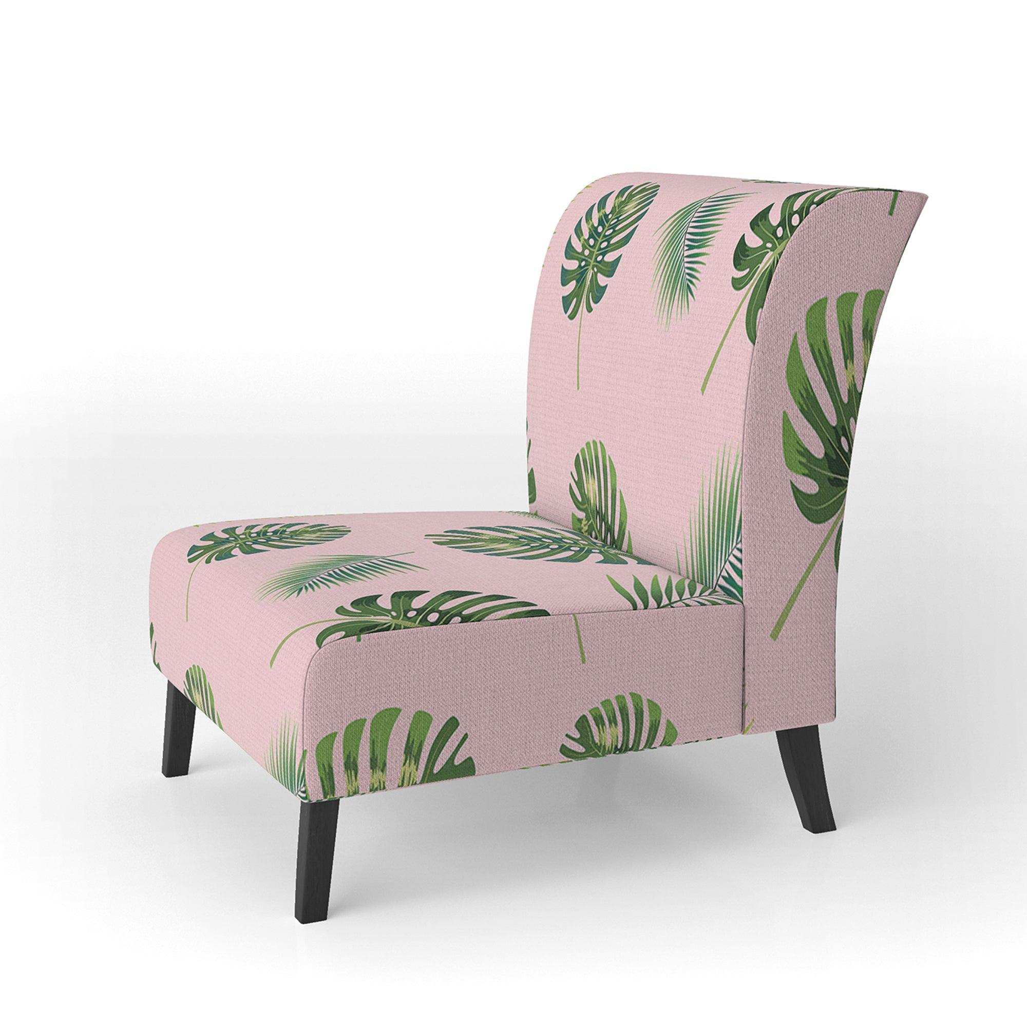 Palm Tropical leaves pattern. Mid-Century Accent Chair