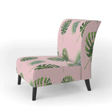 Palm Tropical leaves pattern. Mid-Century Accent Chair