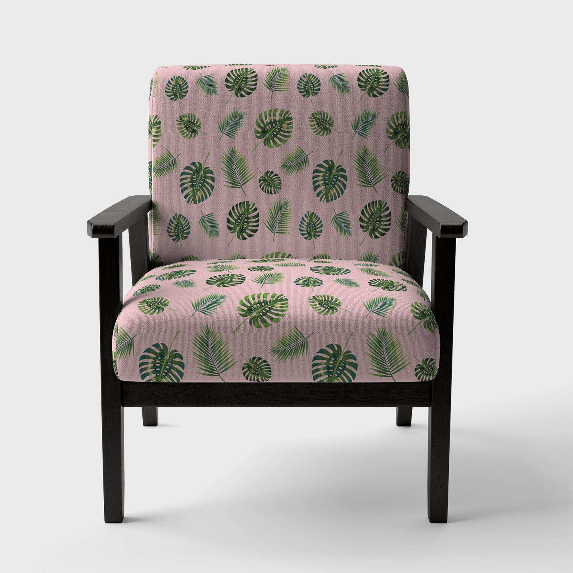 Palm Tropical leaves pattern. Mid-Century Accent Chair