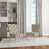Gold black and white triangle Mid-Century Accent Chair