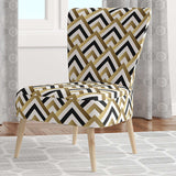 Gold black and white triangle Mid-Century Accent Chair