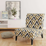 Gold black and white triangle Mid-Century Accent Chair