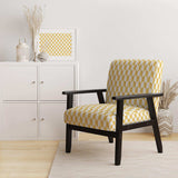 Gold And White Geometric Pattern I Mid-Century Accent Chair