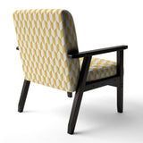 Gold And White Geometric Pattern I Mid-Century Accent Chair