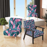 Handdrawn Tropical Flowers Mid-Century Accent Chair