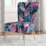 Handdrawn Tropical Flowers Mid-Century Accent Chair