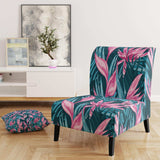Handdrawn Tropical Flowers Mid-Century Accent Chair