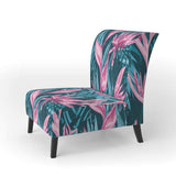 Handdrawn Tropical Flowers Mid-Century Accent Chair