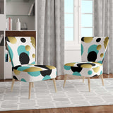 Gold And Blue Circles Mid-Century Accent Chair