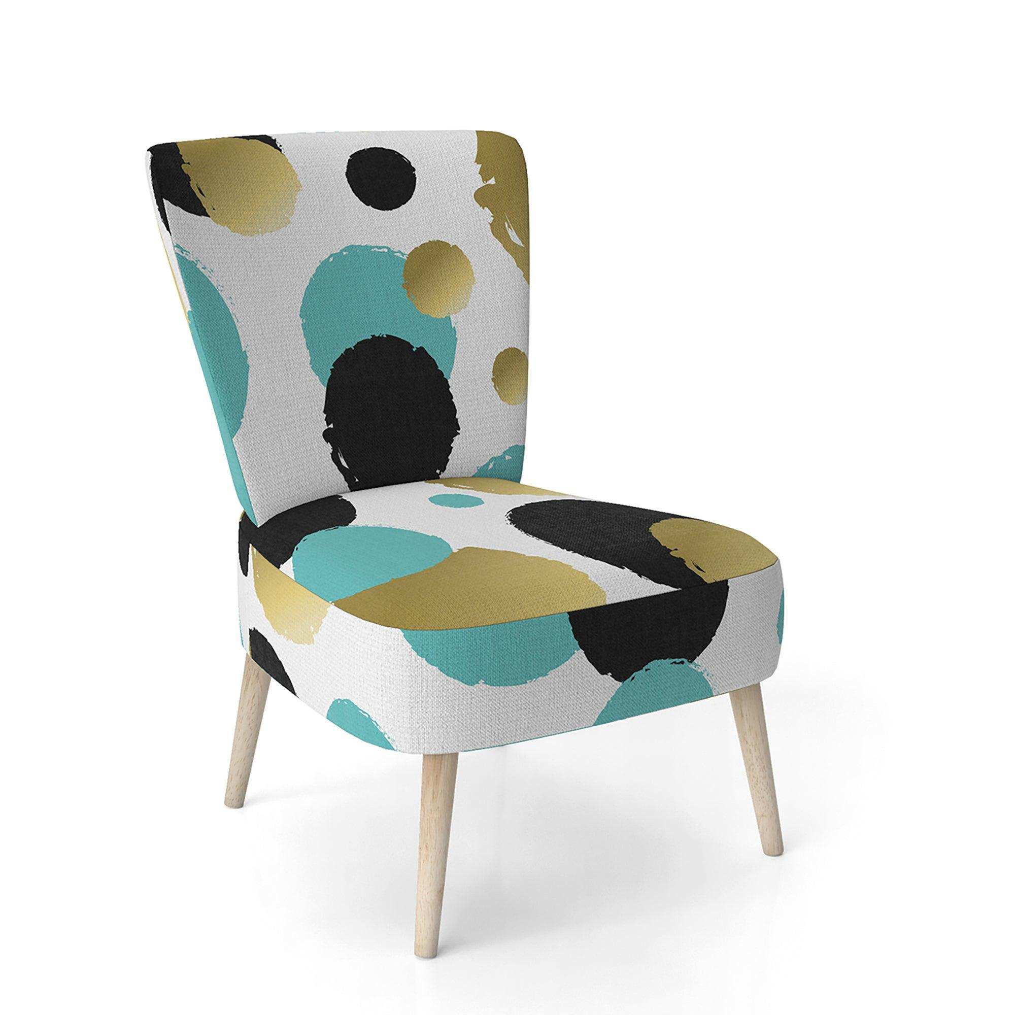 Gold And Blue Circles Mid-Century Accent Chair