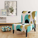 Gold And Blue Circles Mid-Century Accent Chair