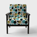 Gold And Blue Circles Mid-Century Accent Chair