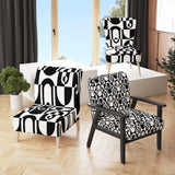 Monochrome Geometric Pattern VIII Mid-Century Accent Chair
