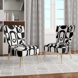 Monochrome Geometric Pattern VIII Mid-Century Accent Chair