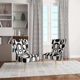Monochrome Geometric Pattern VIII Mid-Century Accent Chair