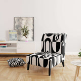 Monochrome Geometric Pattern VIII Mid-Century Accent Chair