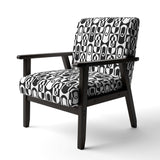 Monochrome Geometric Pattern VIII Mid-Century Accent Chair