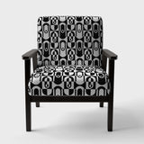 Monochrome Geometric Pattern VIII Mid-Century Accent Chair