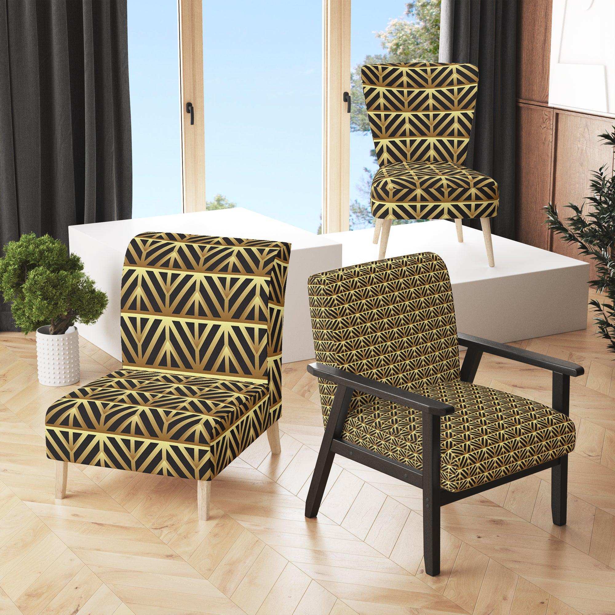 Golden Luxury Metallic Geometrics XIV Mid-Century Accent Chair