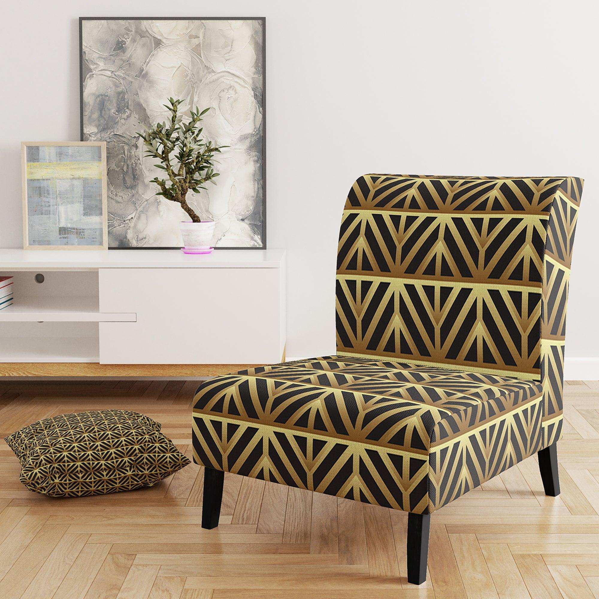 Golden Luxury Metallic Geometrics XIV Mid-Century Accent Chair