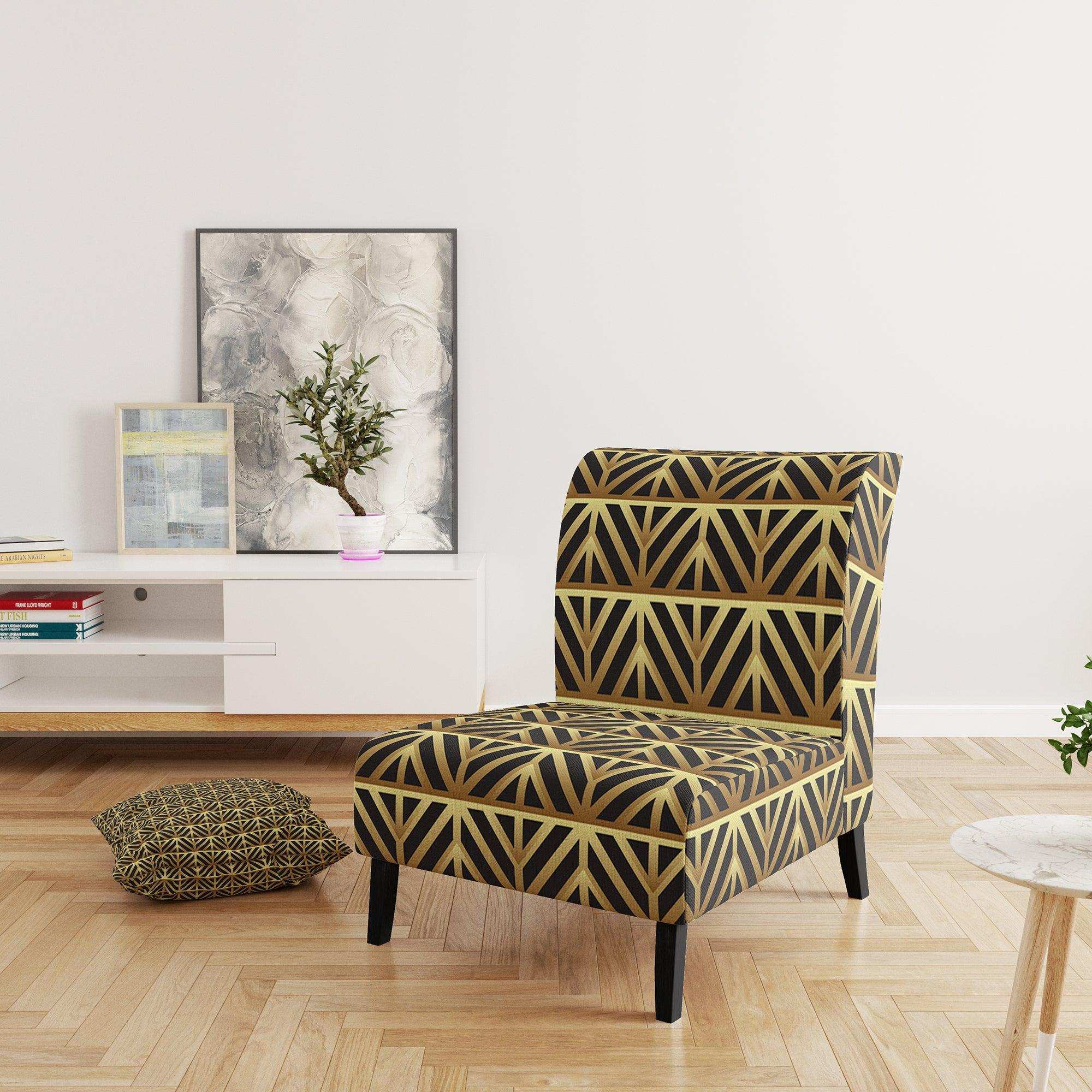 Golden Luxury Metallic Geometrics XIV Mid-Century Accent Chair